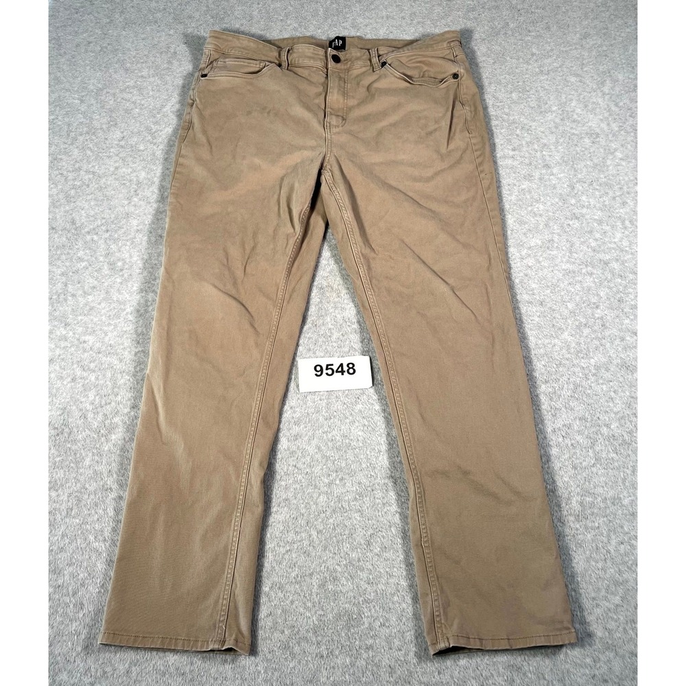 Gap Original Khakis Slim Fit Pants Mens 38x32 Brown Cotton Stretch Straight Leg